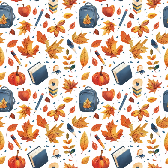 Featuring Autumn Leaves and School Supplies Pattern Thanksgiving texture preview