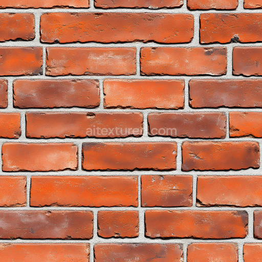 Seamless 3D Cracked Red Brick Wall PBR Texture with Worn Edges and Chips