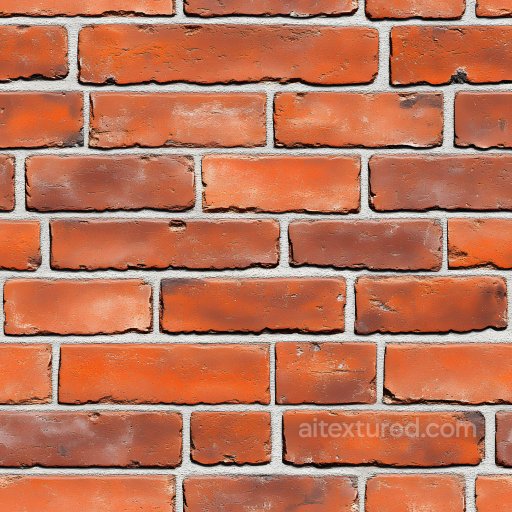 Cracked Red Brick Wall PBR Texture with Worn Edges and Chips seamless Brick PBR texture