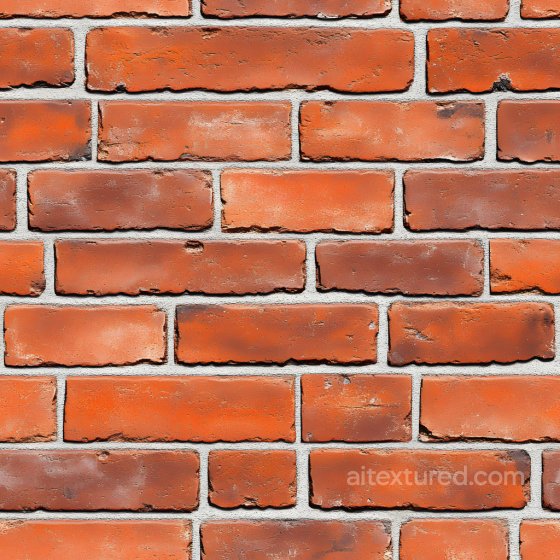 Cracked Red Brick Wall PBR Texture with Worn Edges and Chips Brick texture preview