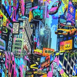 seamless Seamless 3D PBR Graffiti Texture Featuring Vibrant Urban Cityscape Murals texture 8k free download PBR