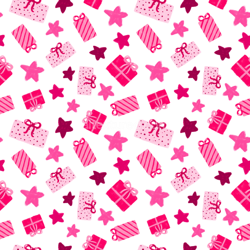 Seamless 3D PBR Digital Paper Texture with Pink Gift Boxes and Stars