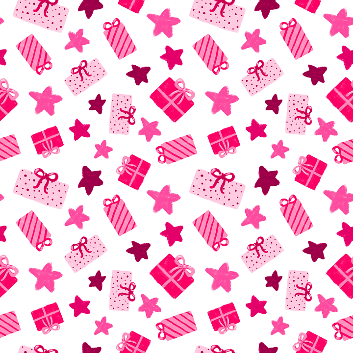 All Christmas Digital paper of Pink and Magenta Christmas Presents and… seamless PBR texture preview