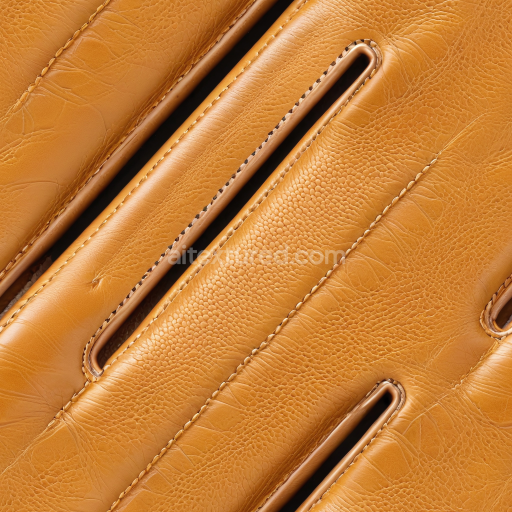 Seamless 3D Pebbled Grain Tan Leather PBR Texture with Stitched Padded Panels