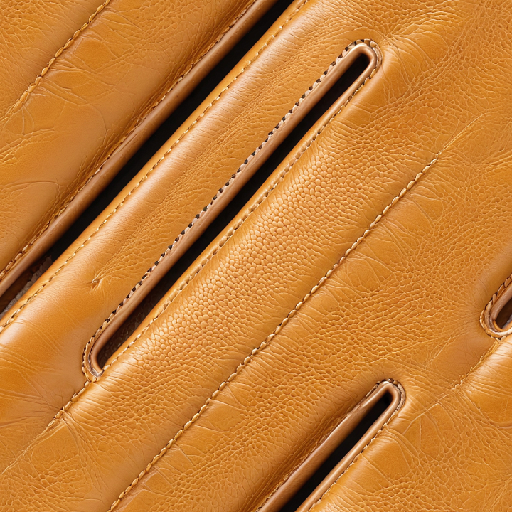 Pebbled Grain Tan Leather with Stitched Padded Panels seamless PBR texture preview