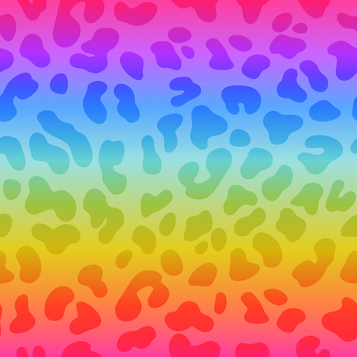 Rainbow Gradient Leopard Print Fabric seamless PBR texture preview