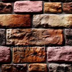 seamless Seamless 3D Cracked and Holey Colorful Brick Wall PBR Texture with Rough Surface texture 8k free download PBR
