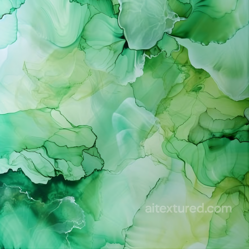 Alcohol Ink PBR Texture Featuring Green Fluid Marbling with Translucent Layers seamless Alcohol ink PBR texture
