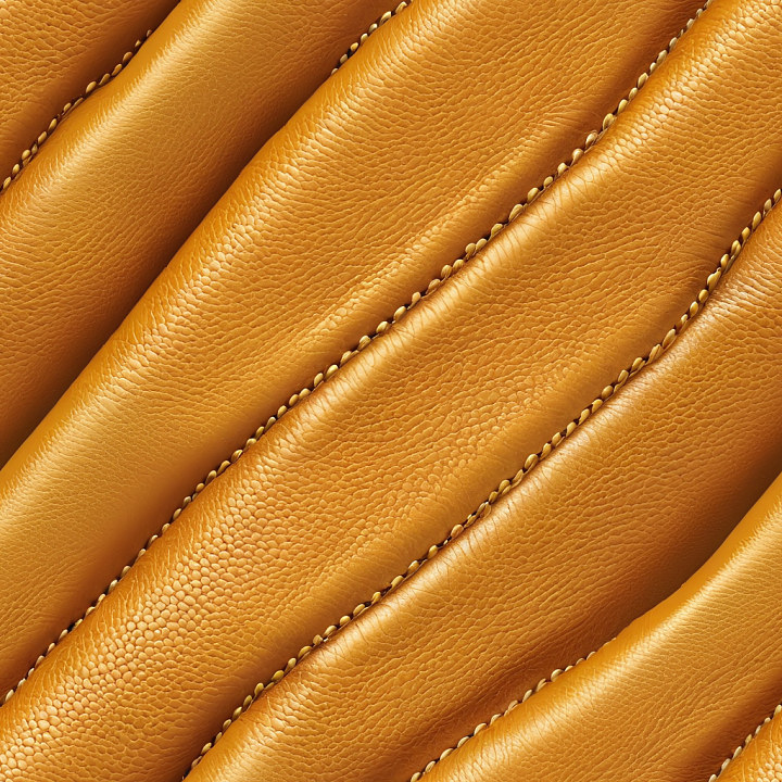 Quilted Tan Leather with Distinct Grain and Stitch Detailing seamless PBR texture preview