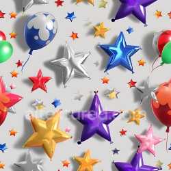 seamless Seamless 3D Inflated Foil Star and Balloon PBR Texture in Multicolor texture 8k free download PBR