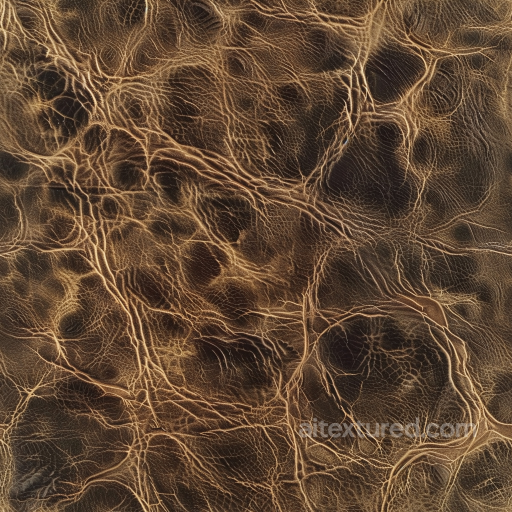 Aged Cracked Brown Leather Seamless Texture with Deep Wrinkles and Distressed Finish seamless Leather PBR texture