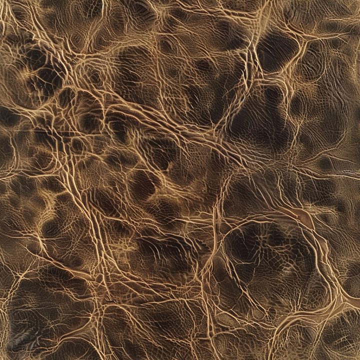Aged Cracked Brown Leather with Deep Wrinkles and Distressed Finish seamless PBR texture preview