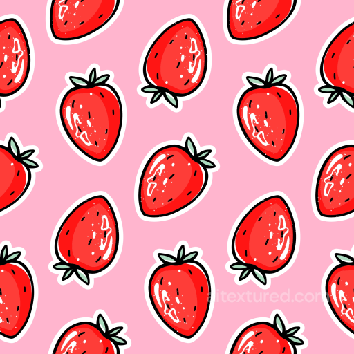 Cute Strawberry Cartoon Pattern on Pink Background Texture seamless Baby girl  PBR texture