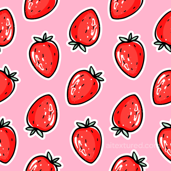 Cute Strawberry Cartoon Pattern on Pink Background Texture Baby girl texture preview
