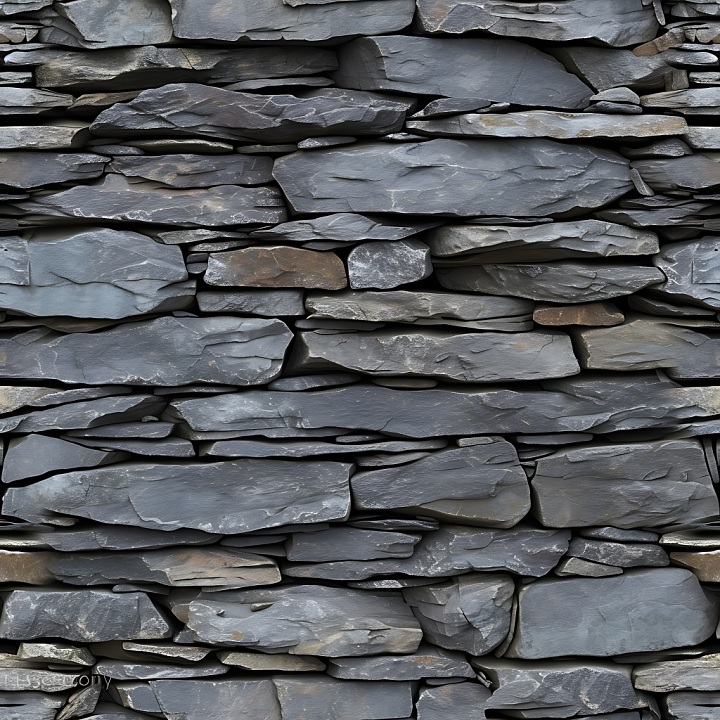 Layered Slate Stone Wall with Natural Rough Surface seamless PBR texture preview