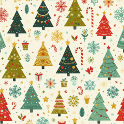 seamless Seamless 3D PBR Digital Paper Texture with Colorful Christmas Trees & Snowflakes texture 8k free download PBR