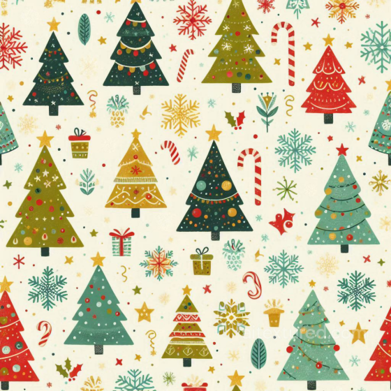 Digital Paper Texture with Colorful Christmas Trees & Snowflakes All Christmas Digital paper texture preview