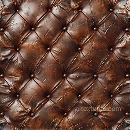 Vintage Brown Leather Upholstery Texture with Aged Patina and Button Tufting seamless Leather PBR texture