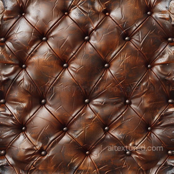 Vintage Brown Leather Upholstery Texture with Aged Patina and Button Tufting Leather texture preview