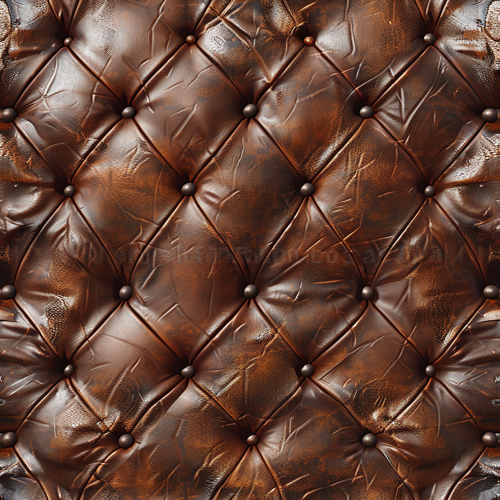 Vintage Brown Leather Upholstery with Aged Patina and Button Tufting seamless PBR texture preview