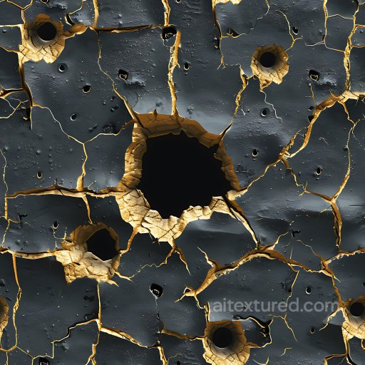 Black Paint Texture with Cracks and Holes - PBR Material seamless Cracked & Holes PBR texture