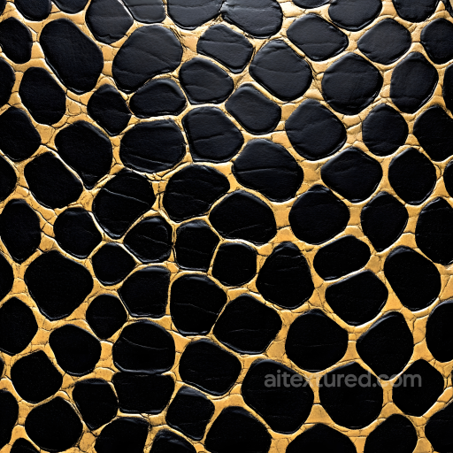 Of Exotic Black And Gold Reptile Skin With Raised Scales And Micro Details seamless Skin PBR texture