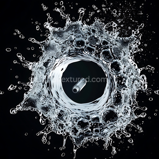 Seamless 3D Cracked Bullet Hole PBR Texture with Glossy Water-Like Splash