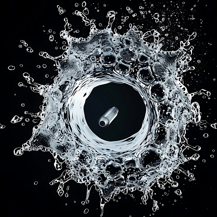 Cracked Bullet Hole with Glossy Water-Like Splash seamless PBR texture preview