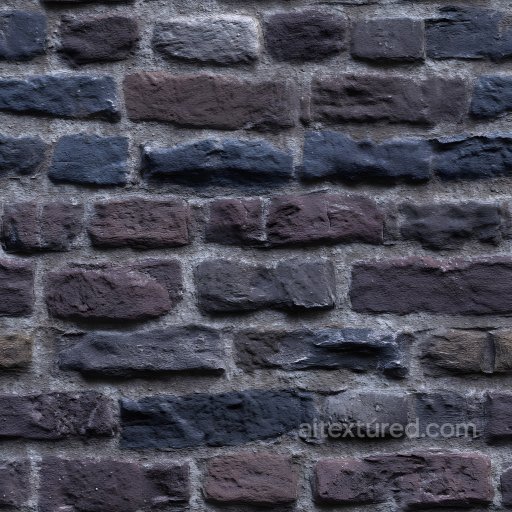Cracked Brick Wall PBR Texture with Rough Dark Red and Blue Bricks seamless Brick PBR texture