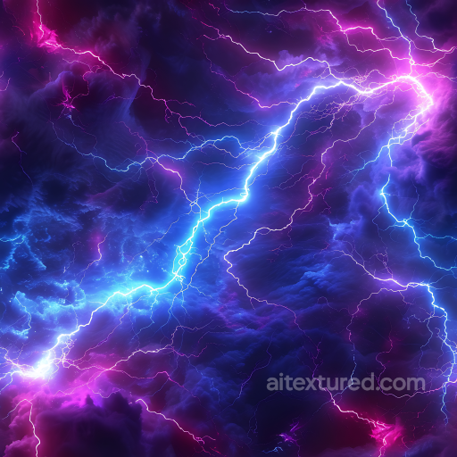Space PBR Texture Featuring Electric Nebula Clouds with Neon Lightning seamless Star, space, planets PBR texture