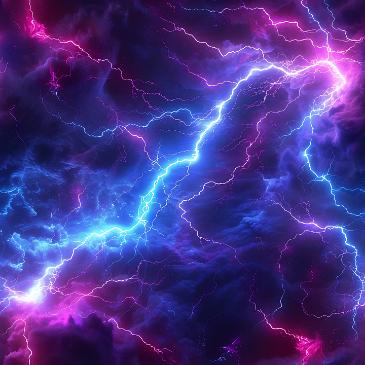Star, Space, Planets of Cosmic Energy Lightning Nebula in Vibrant Blues… seamless PBR texture preview
