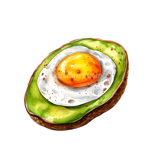 Baked Avocado Half with Sunny Side Up Egg Breakfast Illustration