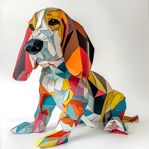 Animal - Seamless 3D PBR Texture Featuring Origami-Style Colorful Basset Hound Pattern texture preview