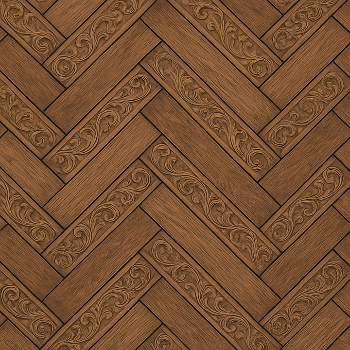 Ornate Herringbone Parquet seamless PBR texture preview
