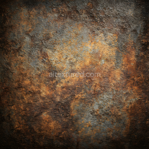 Seamless 3D PBR Texture of Rusted Metal Surface with Corrosion and Cracks