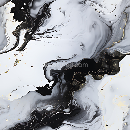 Seamless 3D Black and White Marble PBR Texture Featuring Elegant Gold Veins