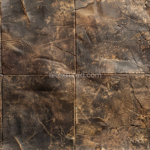 Seamless Distressed Brown Cracked Leather 3D PBR Texture with Visible Wear and Stitching