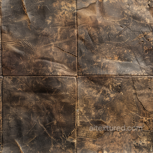 Seamless Distressed Brown Cracked Leather 3D PBR Texture with Visible Wear and Stitching seamless Leather PBR texture