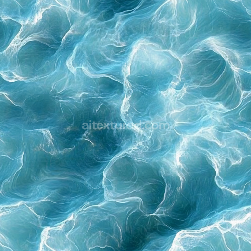 Seamless 3D Water PBR Texture Featuring Stylized Turbulent Ocean Surface with Flowing Foam
