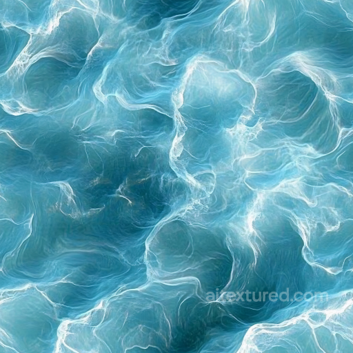 Water PBR Texture Featuring Stylized Turbulent Ocean Surface with Flowing Foam seamless Water PBR texture