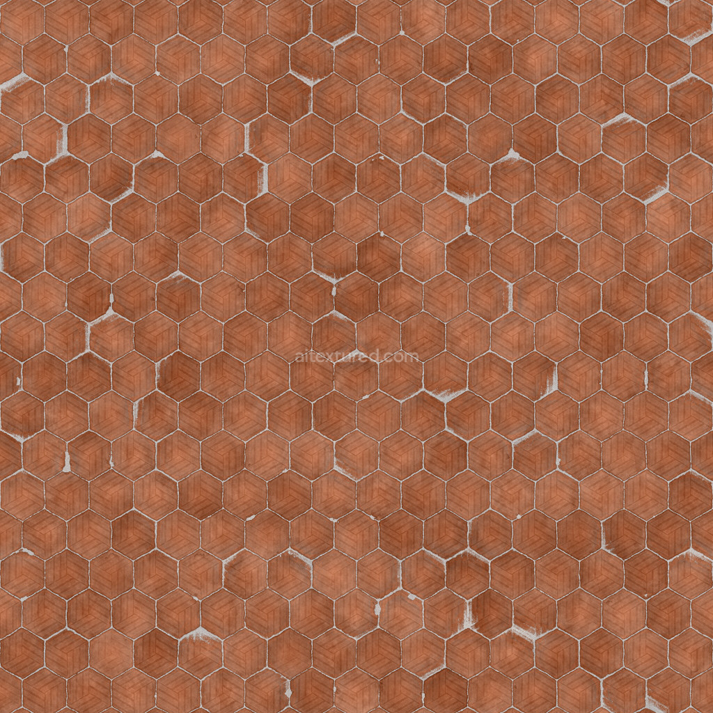 Seamless hexagonal PBR tiles texture in brown color