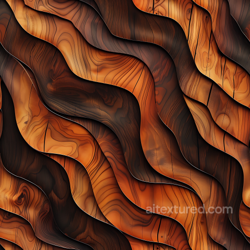 Wood Texture of Curved Wooden Planks with Rich Grain and Warm Tones seamless Wood PBR texture