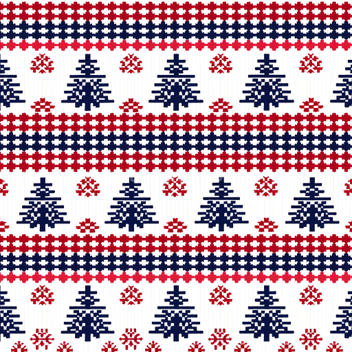 Seamless 3D PBR Texture Featuring Pixelated Christmas Trees and Snowflakes