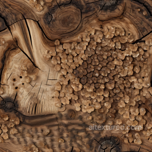 Knotty Burl Wood Seamless Texture with Natural Cracks and Grain seamless Wood PBR texture