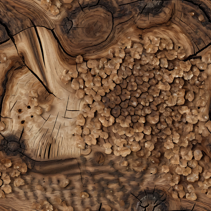 Knotty Burl Wood with Natural Cracks and Grain seamless PBR texture preview