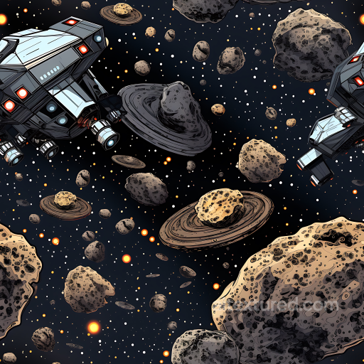 Space Texture Featuring Detailed Asteroid Field and Starry Deep Space seamless Star, space, planets PBR texture