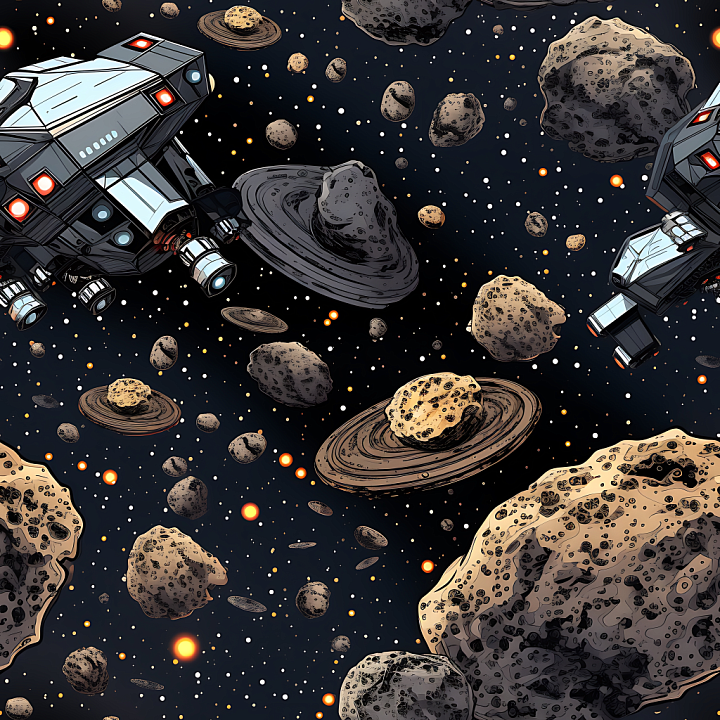 Space Featuring Detailed Asteroid Field and Starry Deep Space seamless PBR texture preview