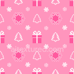 seamless Seamless 3D PBR Pink Christmas Digital Paper Texture with Snowflakes, Trees, and Gifts texture 8k free download PBR