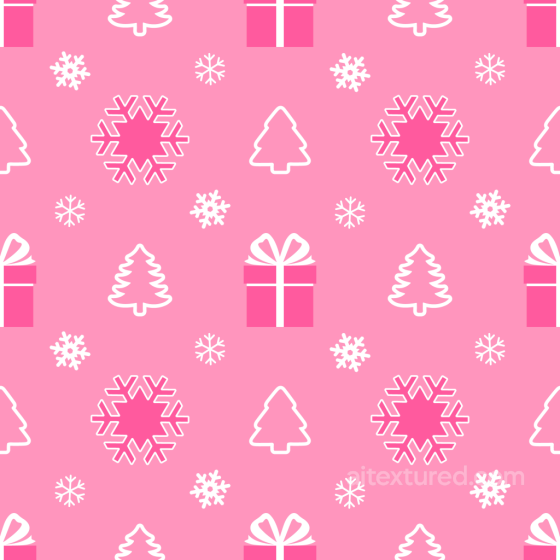 Pink Christmas Digital Paper Texture with Snowflakes, Trees, and Gifts All Christmas Digital paper texture preview
