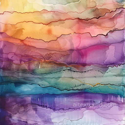 Alcohol Ink PBR Texture with Pastel Rainbow Fluid Layers and Organic Veins seamless Alcohol ink PBR texture